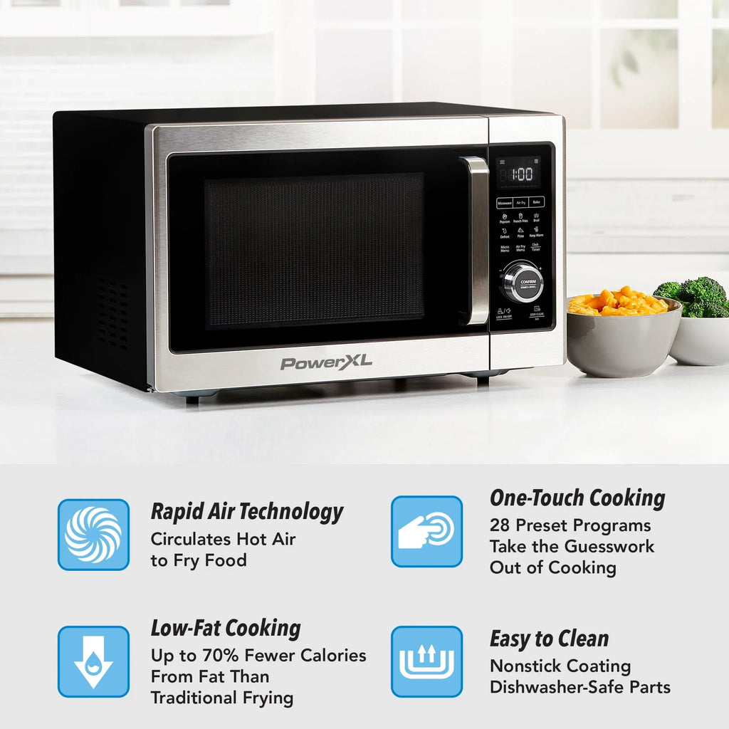 PowerXL Microwave Air Fryer Plus, Stainless Steel / Black, 1cu. ft. - image 2