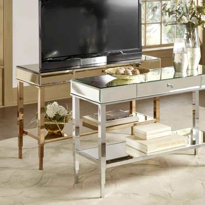 iNSPIRE Q Bold Camille Mirrored Console Table TV Stand with Drawer - image 1