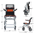 Ultra-Light Portable Folding Wheelchair, Travel-Friendly with Handbrake, 220 lbs Capacity, Ideal for Elderly & Children, 34.232.6 Unfolded Dimensions - image 10
