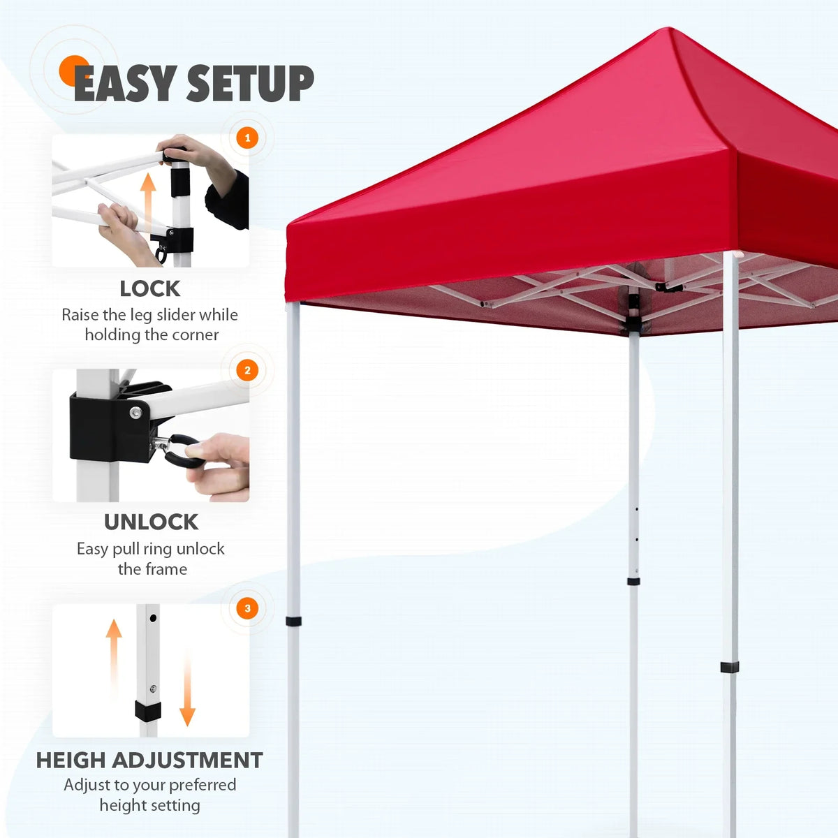 EAGLE PEAK 5x5 Pop up Canopy Tent Instant Outdoor Canopy Easy Set - up Straight Leg Folding Shelter（blue） - image 104