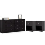 Pemberly Row 3PC Engineered Wood Dresser and Nightstands Bedroom Set in Black - image 2