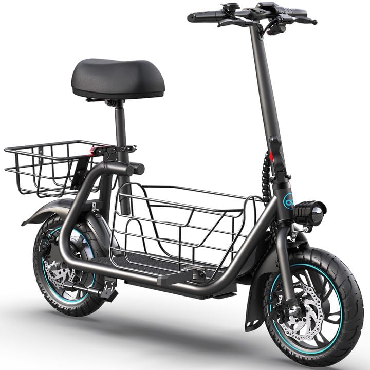 Gyroor Adult Electric Scooter with Large Center Basket 20 Mile Range Foldable and Seat - image 2