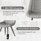 Set of 2 Leather Dining Chairs with Metal Legs - image 7
