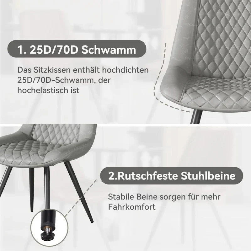 Set of 2 Leather Dining Chairs with Metal Legs - image 7