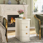 Solid Wood Chairside End Table, Two-Drawer Narrow Side Table Slim - image 21