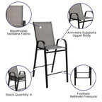 Set of 4 Outdoor Barstools with Flexible Comfort Material - Patio Seating - image 22