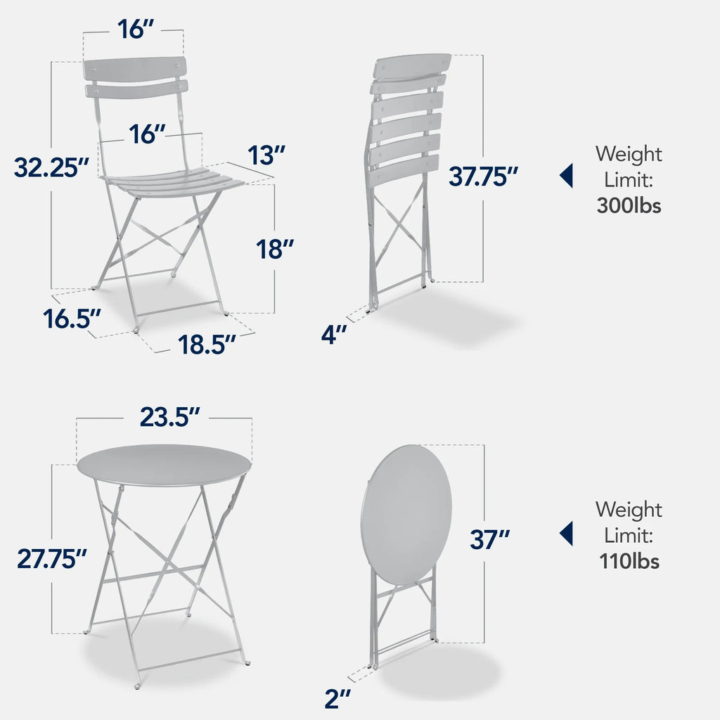 Best Choice Products 3-Piece Small Bistro Set, Folding Patio Furniture Set of 2 Chairs and Table - Black - image 86