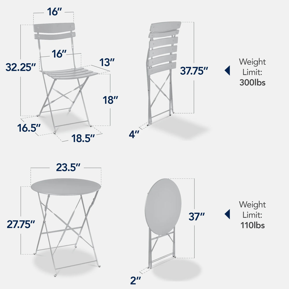 Best Choice Products 3-Piece Small Bistro Set, Folding Patio Furniture Set of 2 Chairs and Table - Black - image 86
