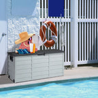 Ktaxon 75gal Outdoor Garden Plastic Storage Deck Box Chest Tools Cushions Toys Black - image 5