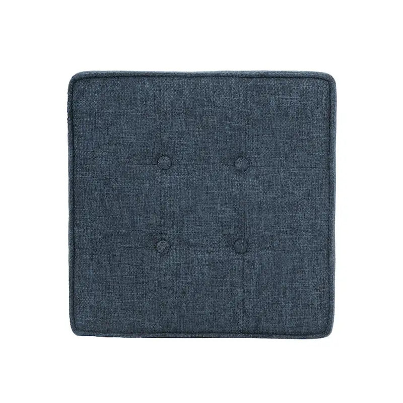 Navy Blue Woven Fabric Storage Ottoman - 18-Inch Square Tray Top - image 4