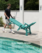 Lounge Chair Outdoor, Chaise Lounge, HDPE 6-Position Outdoor Chaise Lounge, Patio Lounge Chair with Wheels & Cup Holder for Pool Poolside Deck Backyard, Teak - image 54