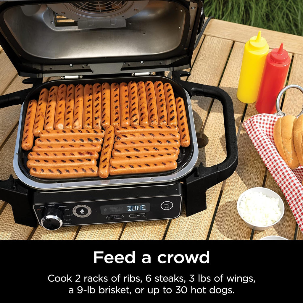7-in-1 Grill & Smoker with Thermometer, Air Fryer, BBQ, Bake, Roast, Broil - Portable Electric Outdoor Grill, Grey - image 23