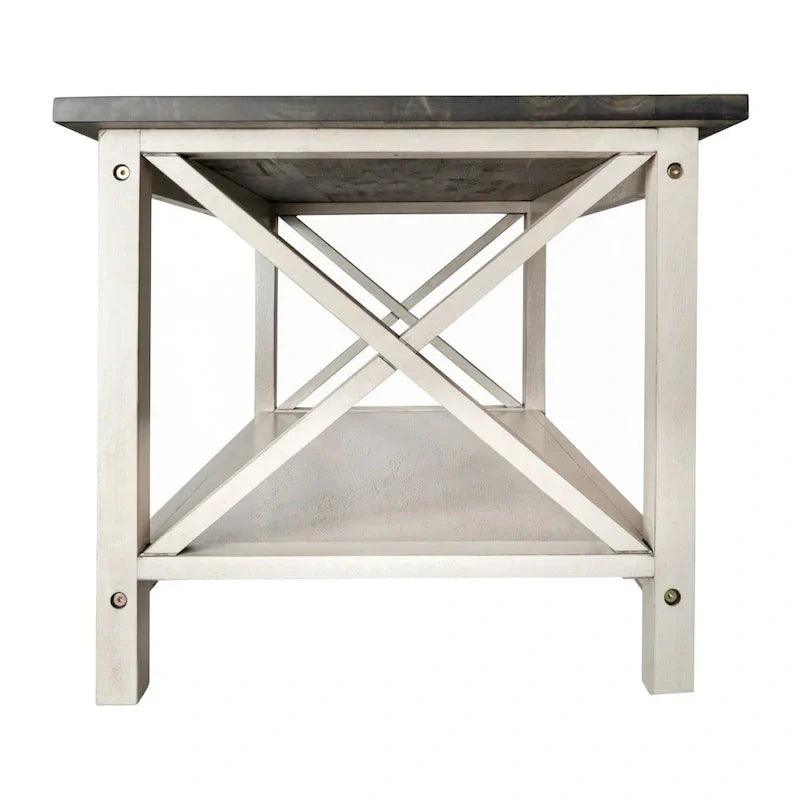 Farmhouse Coffee Table with Shelf and X-Frame Design - image 31