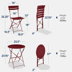 Best Choice Products 3-Piece Small Bistro Set, Folding Patio Furniture Set of 2 Chairs and Table - Black - image 141