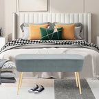 Adeco Velvet Footrest Bench with Metal Legs - Stylish Bed End Stool and Dressing Chair - image 20