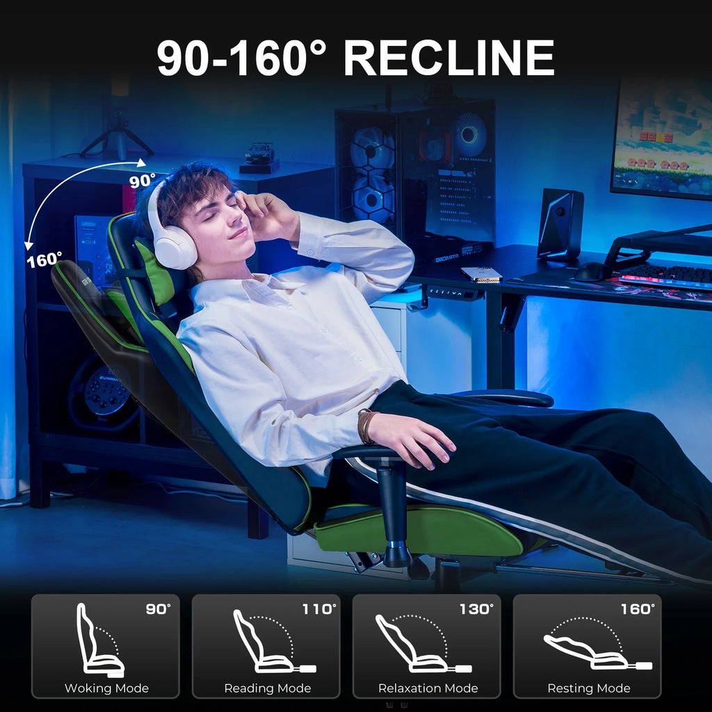 GTRACING Gaming Chair, Ergonomic Office Desk Chair with Lumbar Support, PU Leather, Footrest & Adjustable Headrest, Red - image 29