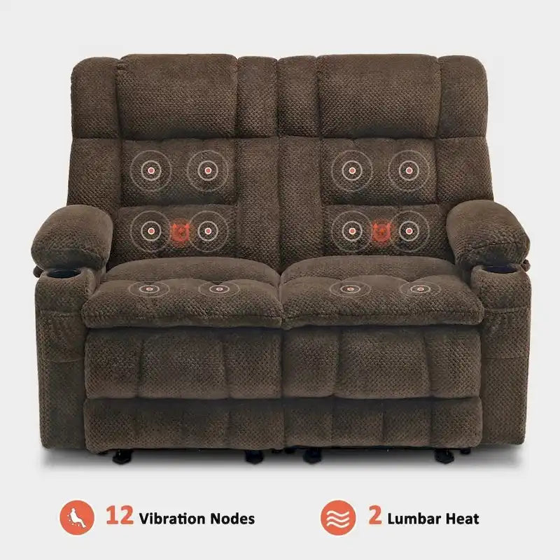 MCombo Power Loveseat Recliner, Electric Reclining Loveseat Sofa with Heat and Vibration, Cupholders, USB Charge Ports RS6314 - image 11