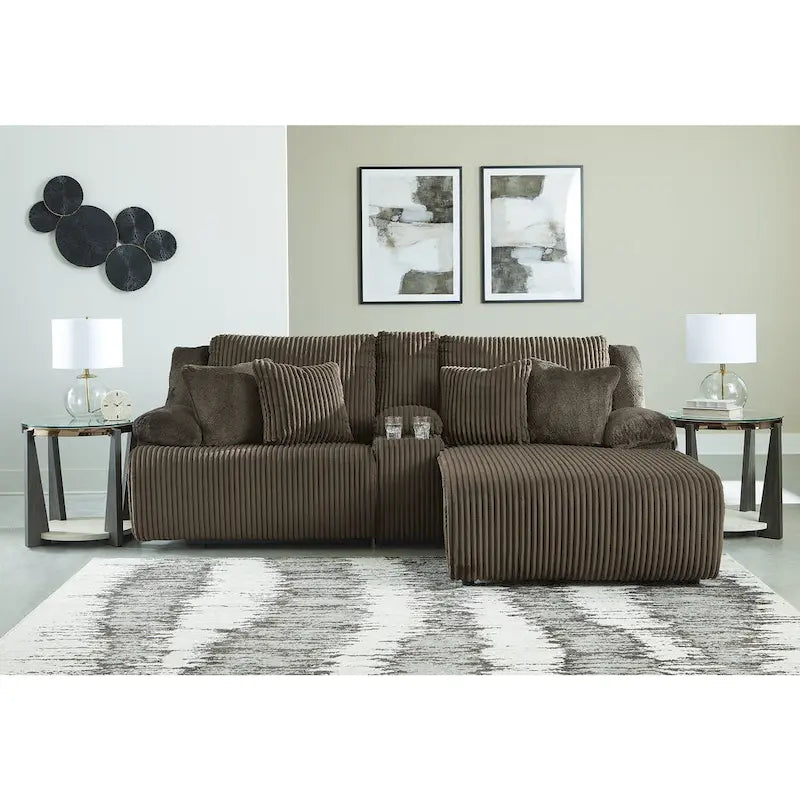 Signature Design by Ashley Top Tier 3-Piece Reclining Sectional Sofa with Chaise - Dimensions: 105W x 74D x 41H - image 1