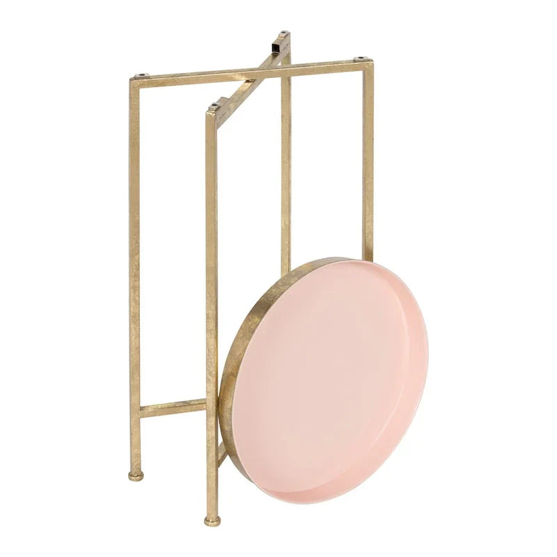 Kate and Laurel Celia Round Metal Folding Accent Table with Tray - image 4