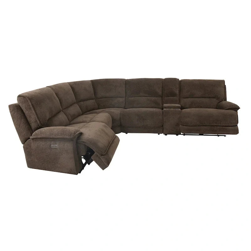 Renic Modern Dark Brown Reclining Sectional Sofa with Console and USB Ports by Furniture of America - image 7