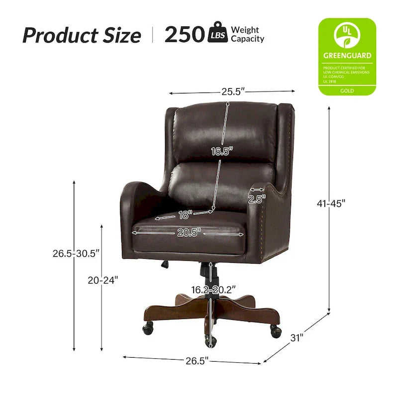 HULALA HOME Pete Adjustable Height Faux Leather Swivel Executive Chair with Tilt Mechanism - image 13