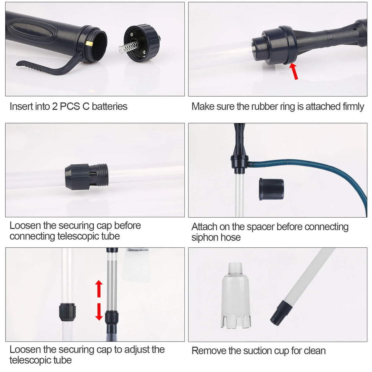 Battery Operated Aquarium Vacuum Gravel Cleaner Portable Fish Tank Cleaner Siphon Pump - image 2