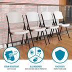 Lifetime Combo Set of (4) 8 - Foot Rectangle Folding Tables & (32) Chairs, Indoor/Outdoor Use, White (80147) - image 9