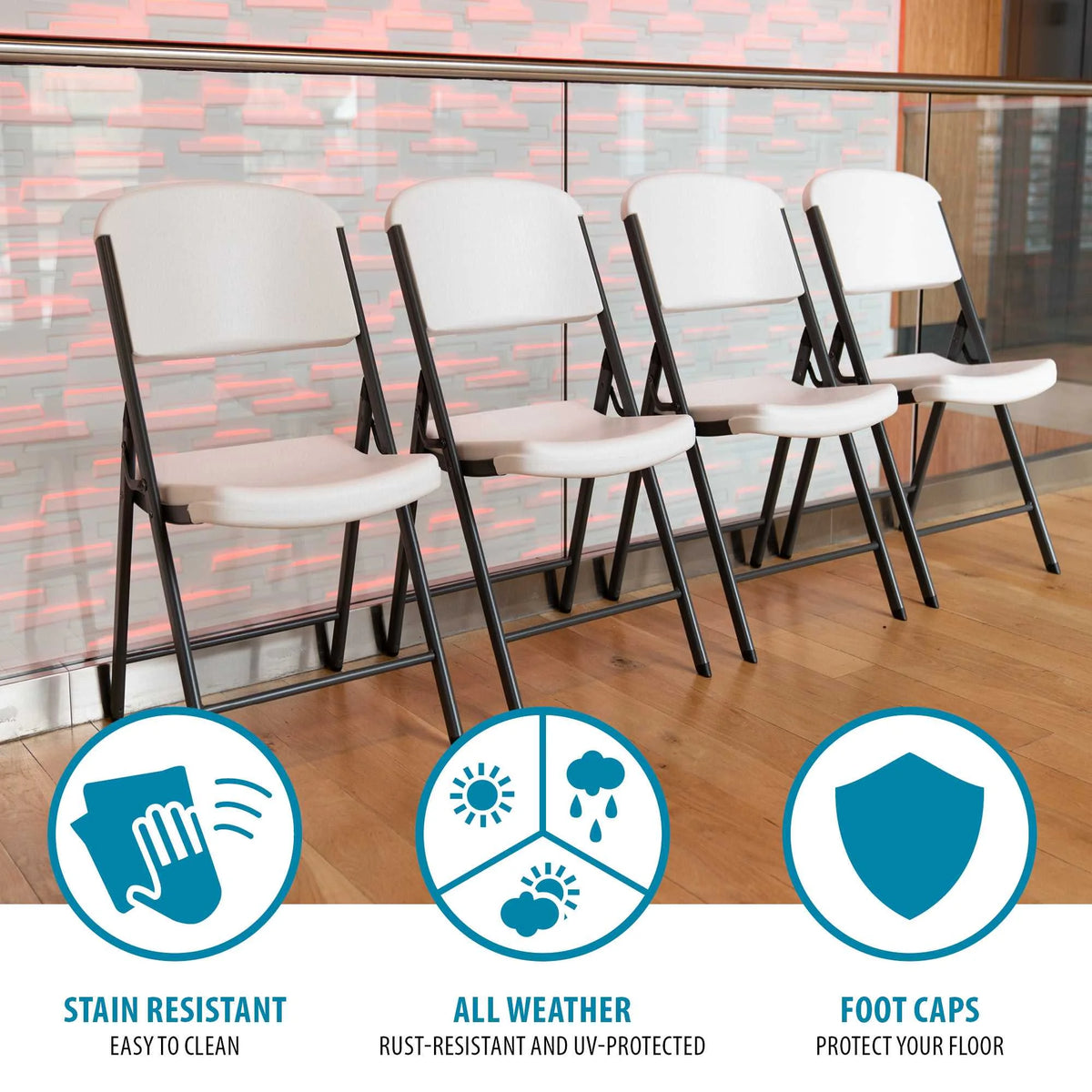 Lifetime Combo Set of (4) 8 - Foot Rectangle Folding Tables & (32) Chairs, Indoor/Outdoor Use, White (80147) - image 9