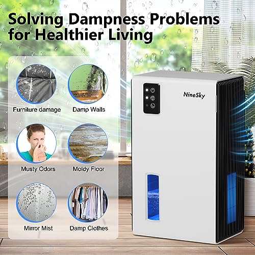 NineSky Dehumidifier for Home, 85 OZ Water Tank, (800 sq.ft) Dehumidifiers for Bathroom - image 2