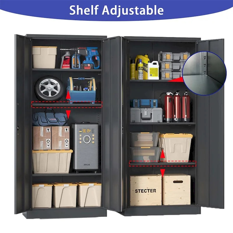 Steel Tool Storage Cabinet with Doors and 3 Shelves - Metal Garage Organizer - image 6