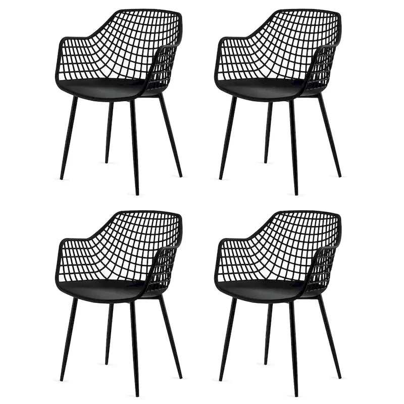 Set of 4 Modern Plastic Shell Dining Chairs with Metal Legs by Costway - image 22