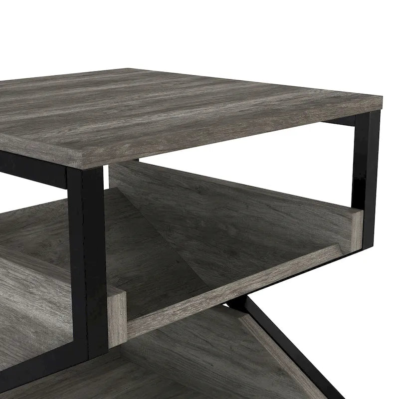 Denhour DH BASIC 17-Inch Metal Industrial End Table with 1 Open Shelf - image 11