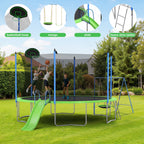 12FT Trampoline with Slide, Swings, SEGMART Recreational Trampoline with Basketball Hoop and Ladder, Heavy Duty Outdoor Backyard Trampoline with Net for Kids and Adults, Green - image 8
