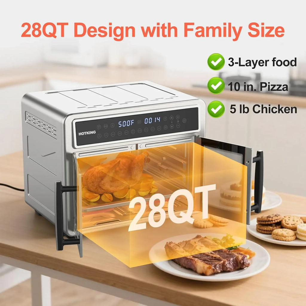 HotKing Dual-Zone Air Fryer Toaster Oven Combo, 28 QT Extra Large, Non Toxic Stainless Steel - image 4