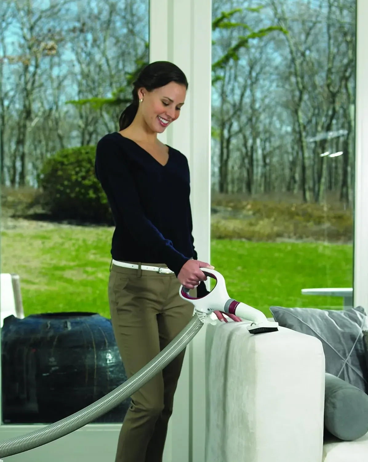 Rotator Professional Lift-Away Upright Vacuum with HEPA Filter, Swivel Steering, LED Headlights, Wide Upholstery Tool, Dusting Brush & Crevice Tool, White/Red, 12, 18, 14. - image 8