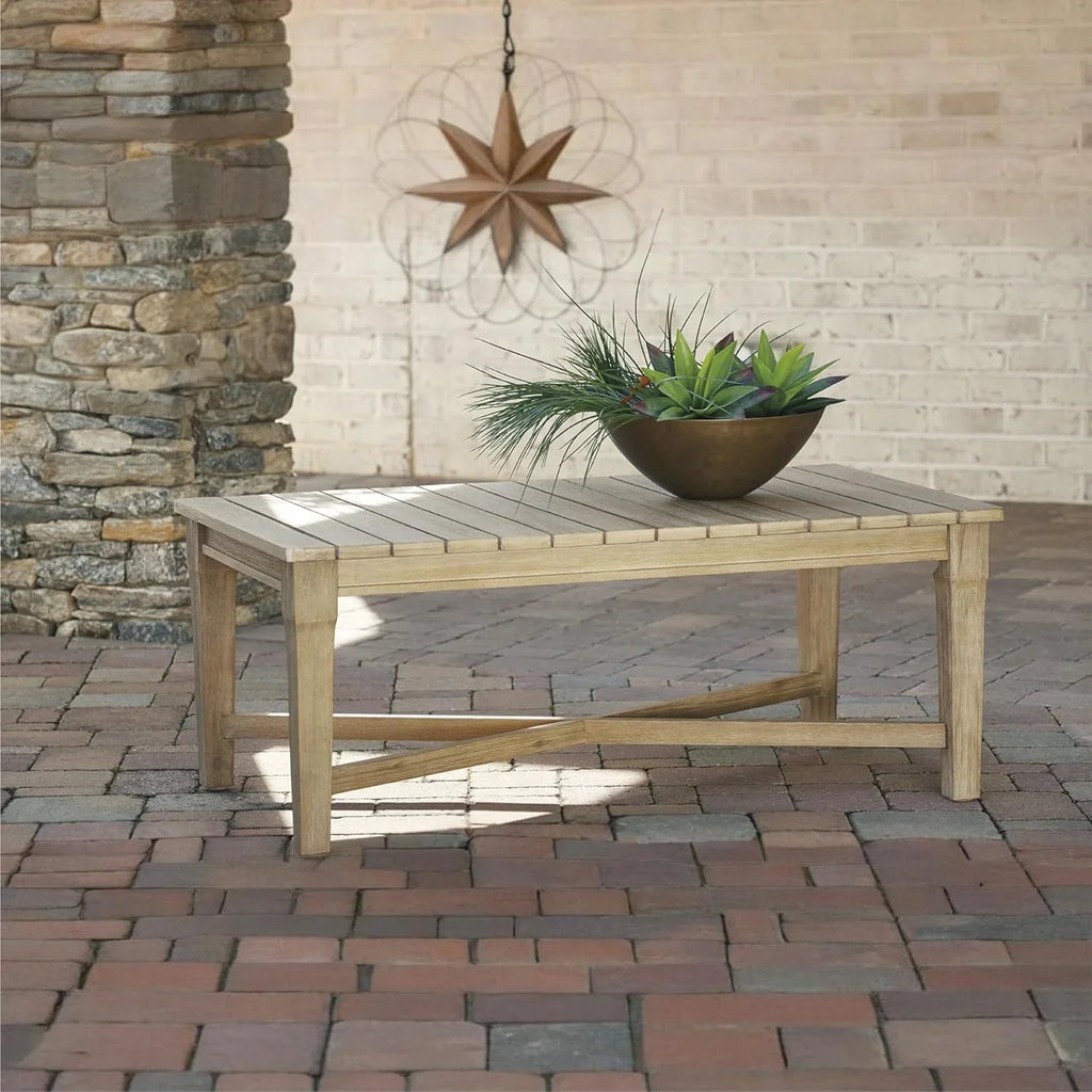Signature Design by Ashley Clare View Coastal Outdoor Patio Eucalyptus Sofa with Cushions, Beige - image 55
