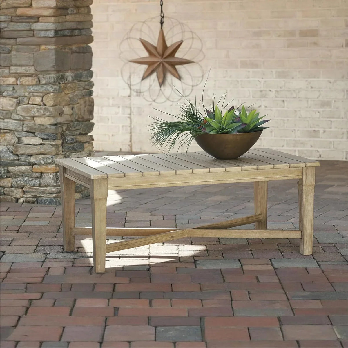Signature Design by Ashley Clare View Coastal Outdoor Patio Eucalyptus Sofa with Cushions, Beige - image 55