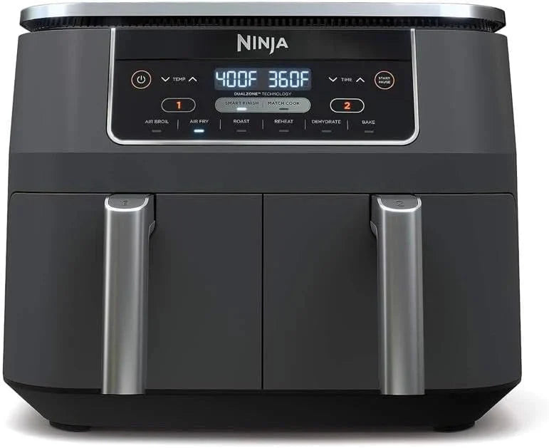 Ninja Foodi 10QT 6-in-1 DualZone Smart XL Air Fryer, 2 Independent 5QT Baskets, Smart Cook Thermometer, Match Cook, Smart Finish, Air Fry, Roast, Bake, Dehydrate, Reheat, Grey, DZ550 - image 1