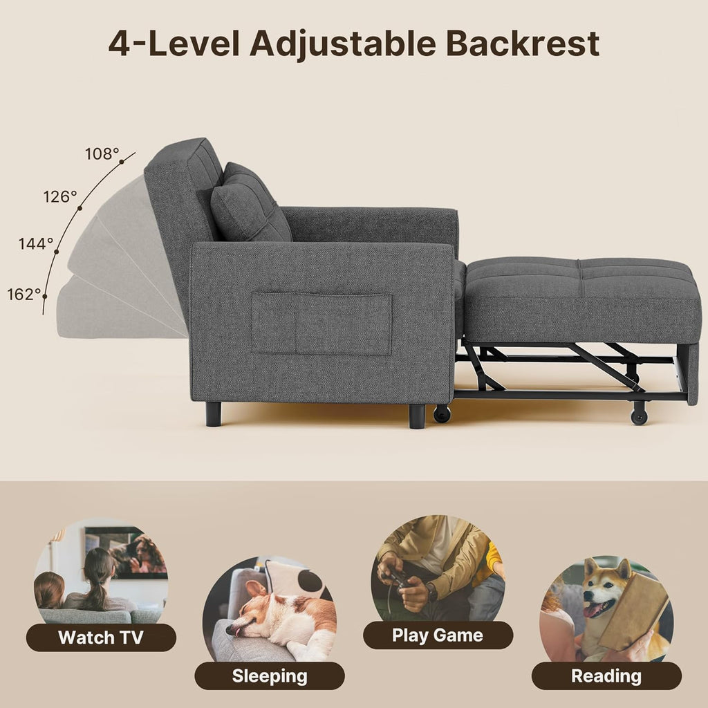 Sofa Bed Chair 3 in 1 Convertible Pullout Single Sleeper Chair Bed Spacious Multifunctional Sofa - image 18
