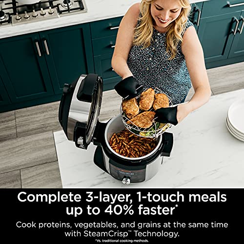 OL701 14 in 1 SMART XL 8 Qt. Pressure Cooker Steam Fryer with SmartLid & Thermometer Auto Steam Release, that Air Fries, Proofs & More, 3 Layer Capacity, 5 Qt. Crisp Basket, Silver/Black - image 6
