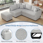 82.6" L-Shaped Sectional Sofa Bed with Pull-Out Feature, USB Ports, Power Sockets, and Movable Storage Ottoman - Bei - image 6
