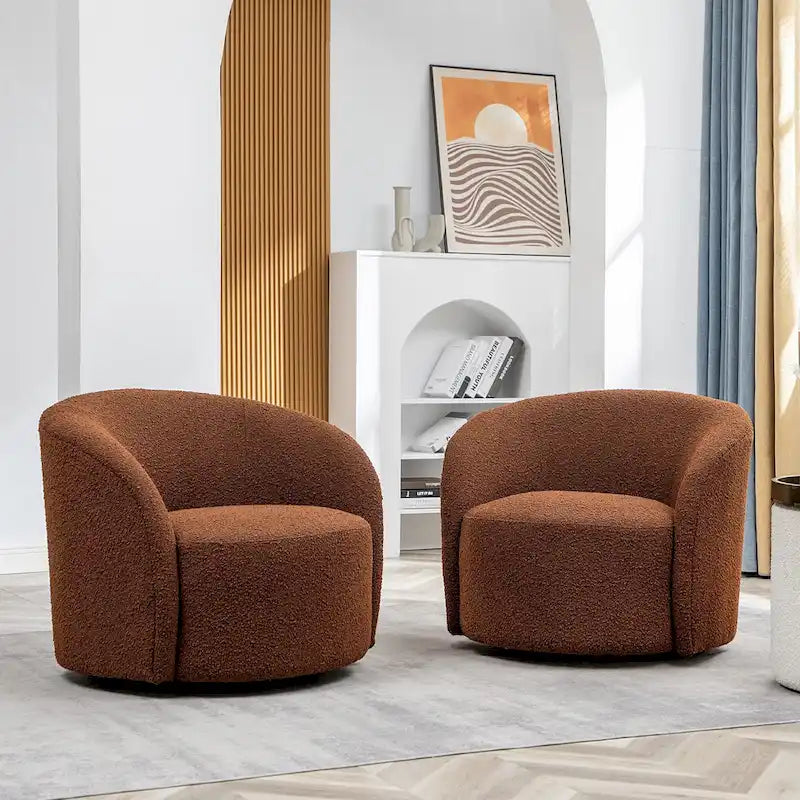 Set of 2 KINWELL 34-Inch Wide Upholstered Swivel Barrel Chairs - image 7