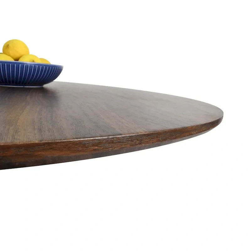 Round Walnut Finish Dining Table - image 7