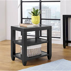 Cordero 16-Inch Wide Wood and Glass Top Chairside End Table with Shelf Storage - image 1