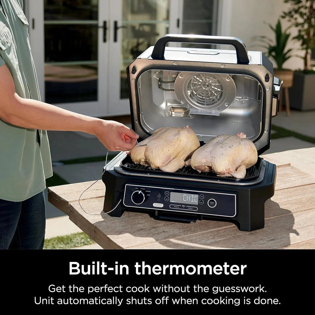 7-in-1 Grill & Smoker with Thermometer, Air Fryer, BBQ, Bake, Roast, Broil - Portable Electric Outdoor Grill, Grey - image 14