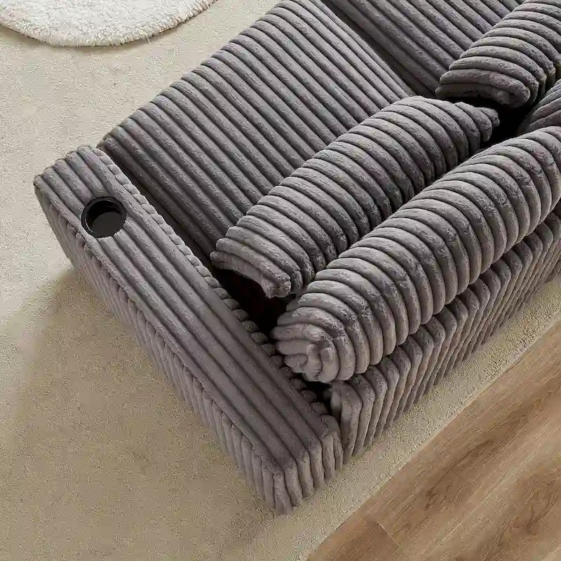 126W Large L-Shaped Corduroy Sofa with USB Charging Port - image 29