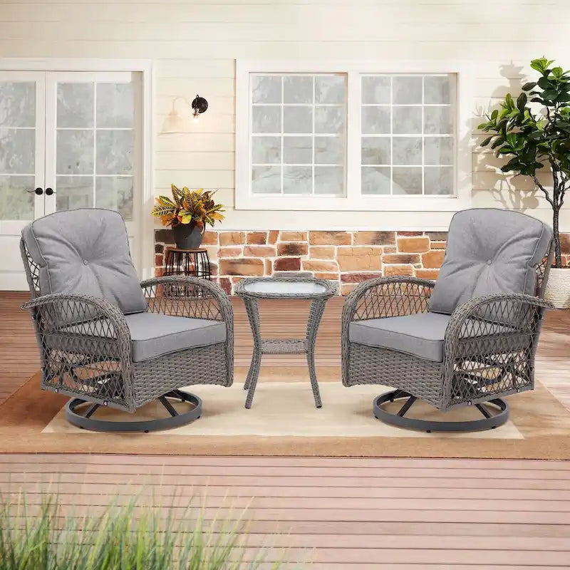 3 Pieces Outdoor Swivel Rocker Patio Chairs, 360 Degree Rocking Patio Conversation Set - image 14