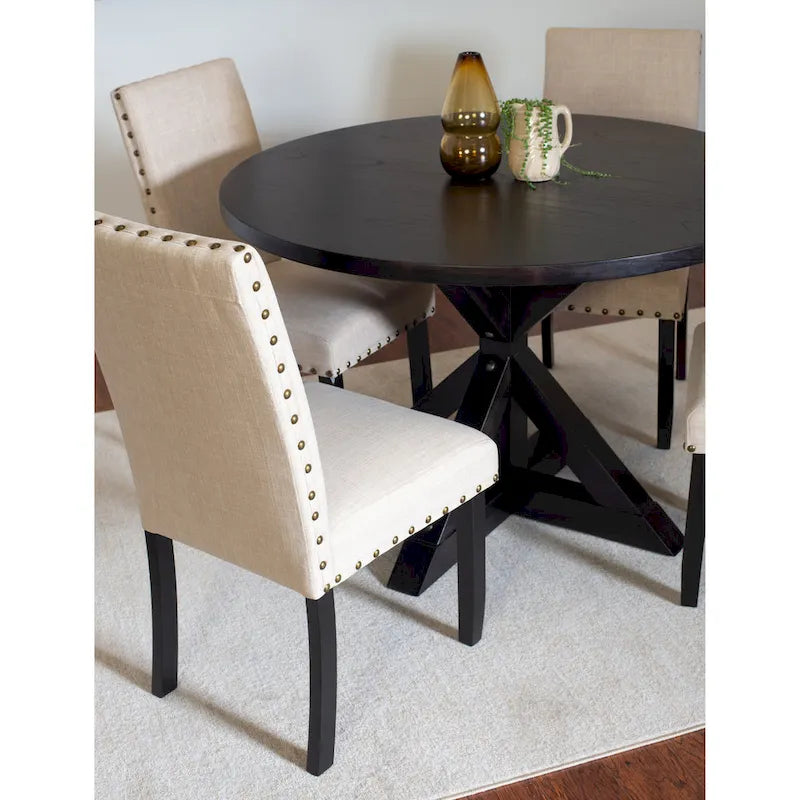 Roundhill Furniture Mytzi 5-Piece Dining Set: Cross-Buck Table with 4 Elegant Chairs - image 12