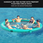 Inflatable Dock Floating Platform 8ft Inflatable Water Hammock Floating Deck for Lake W/Cupholder Round Floating Ring Float Ring Pool Float Raft Lounger Island Platform Pad - image 8