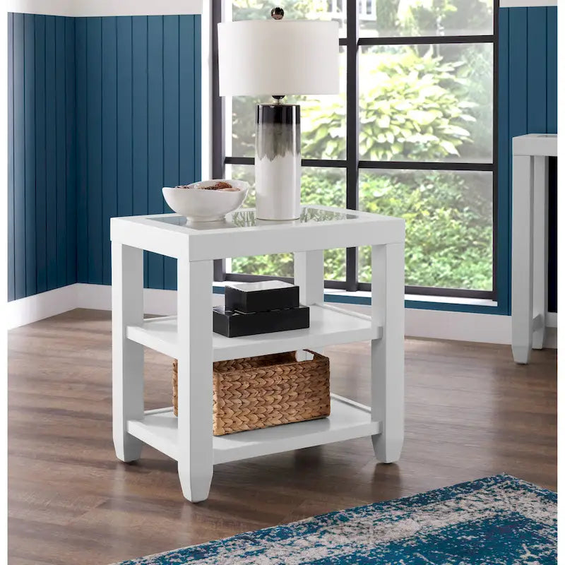 Cordero 16-Inch Wide Wood and Glass Top Chairside End Table with Shelf Storage - image 10